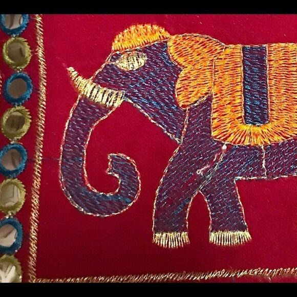 Embroidered Bohemian Bollywood Elephant Crossbody Bag - Picture 3 of 16